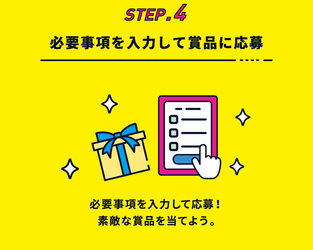 必要事項を入力して応募！素敵な賞品を当てよう。